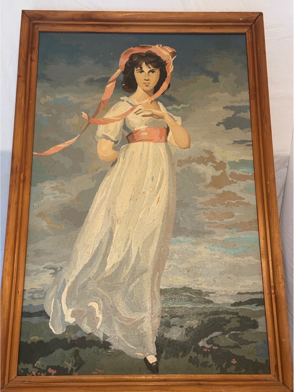 Vintage Paint by Number Pinkie Framed Art Retro Mid Century 1970s